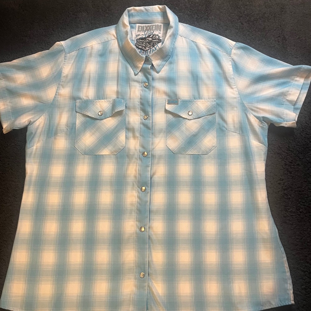 Dixxon Flannel Co Shirt Mens 2X Blue Plaid Bamboo Blend Short Sleeve Workwear